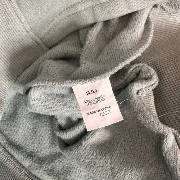 Boutique Oversized 1/4 Snap Hoodie Pullover Womens L Sage Ribbed - Picture 7 of 7